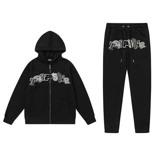 Trapstar Widcard Zip-Black Monochrome Hoodie Tracksuit
