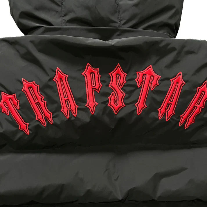 Trapstar Irongate Puffer Jacket Red/Black Detachable Hood