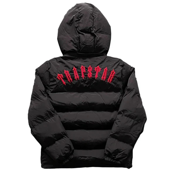 Trapstar Irongate Puffer Jacket Red/Black Detachable Hood