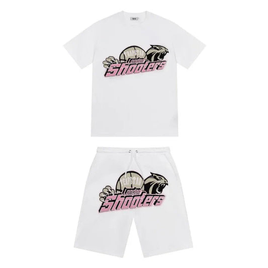 Trapstar Shooters Chenille Short Set [White/Pink]