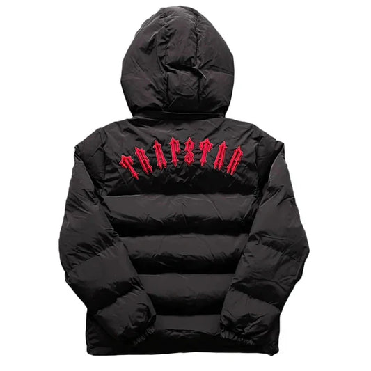 Trapstar Irongate Puffer Jacket Red/Black Detachable Hood