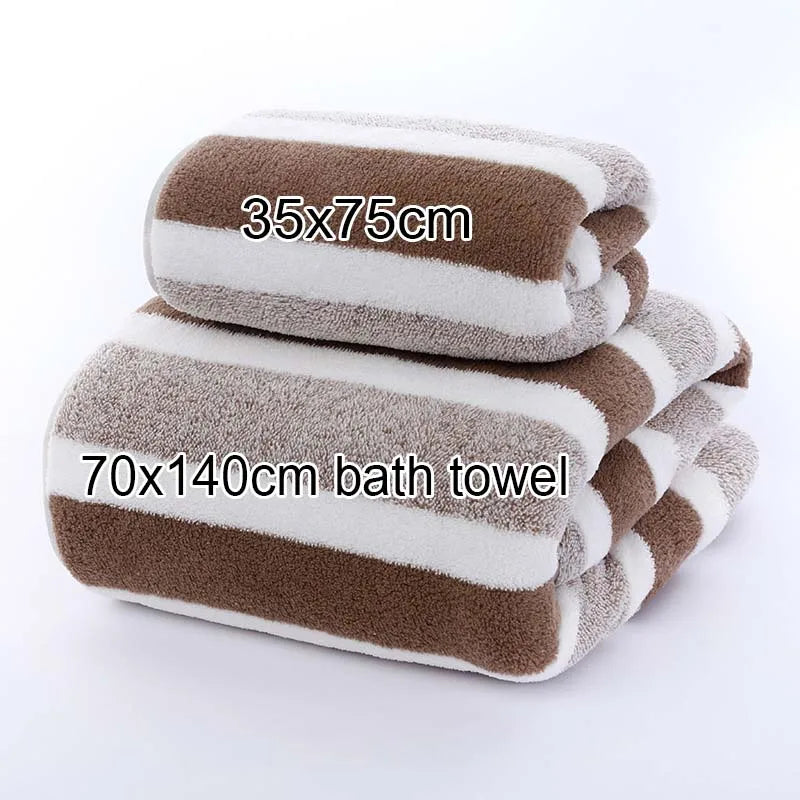 Towel : 1 pc Striped Face Towel 35x75cm Or Bath Towel 70x140cm