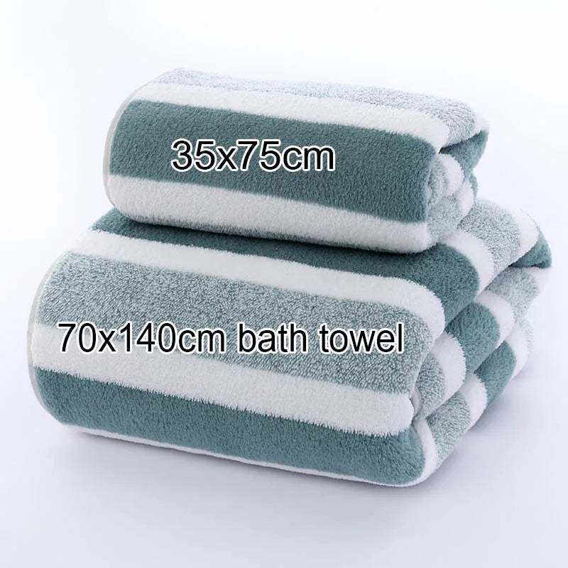 Towel : 1 pc Striped Face Towel 35x75cm Or Bath Towel 70x140cm