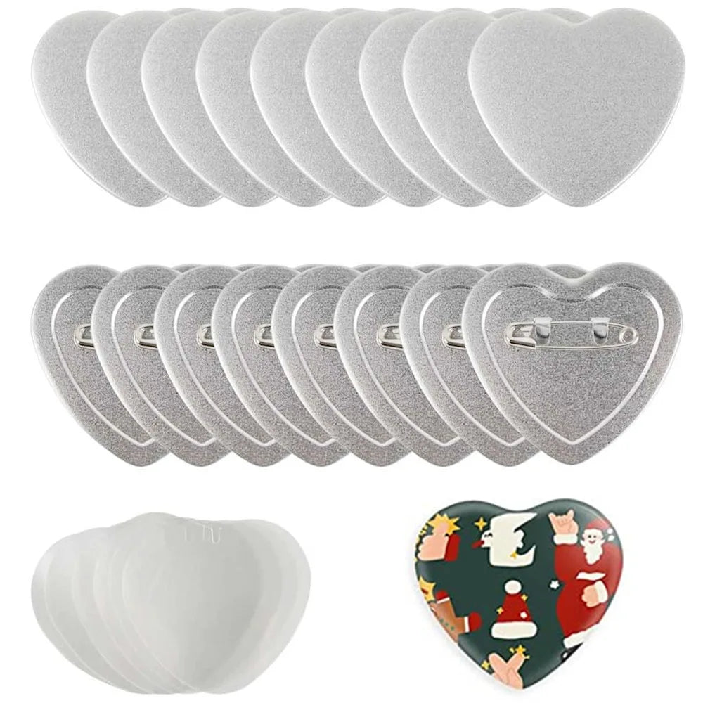 Heart-Shaped Badge Button Maker Parts 50/100/200PCS