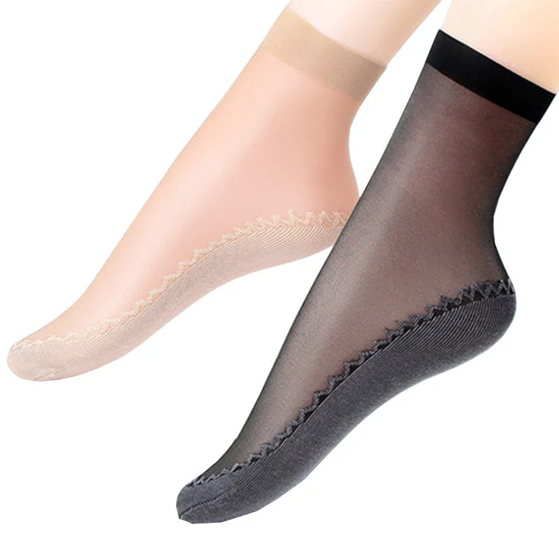 Socks 10Pairs Soft Velvet Silk Socks Non-Slip Bottom