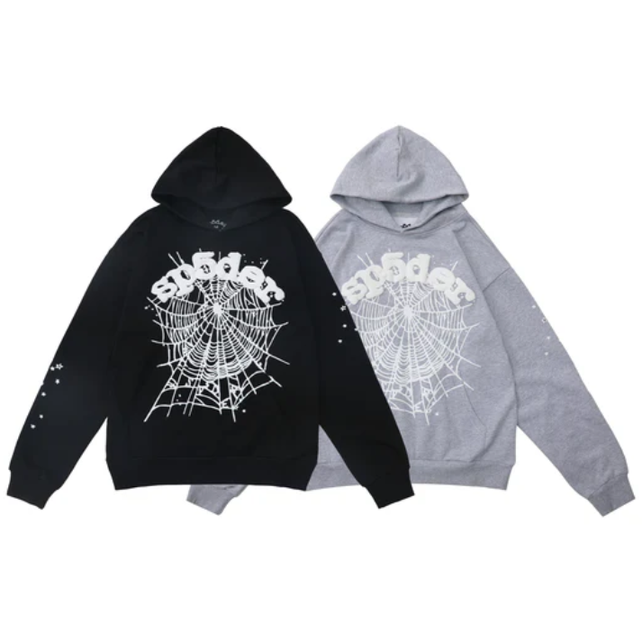 Sp5der OG Web Hoodie [Black & Grey]