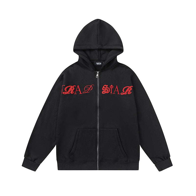 Trapstar Script Zip Through Hoodie Tracksuit [Black/Red]