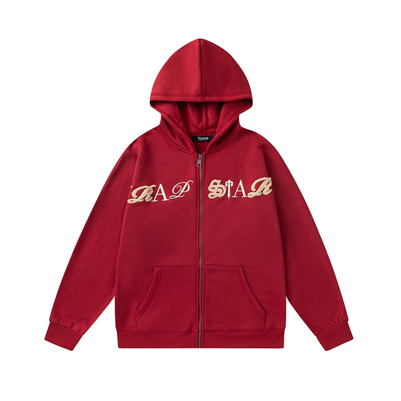 Trapstar Script Zip Through Hoodie Tracksuit [Red]